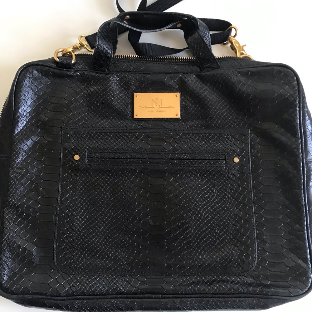 Rebecca Minkoff Black Snakeskin Laptop Bag - Picture 2 of 9